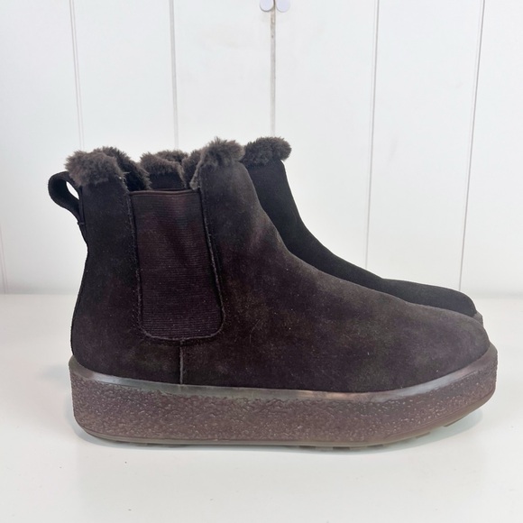 Madewell Shoes - Madewell Suede Shearling Joey Pull-On Chelsea Boot Size 8 Dark Brown
